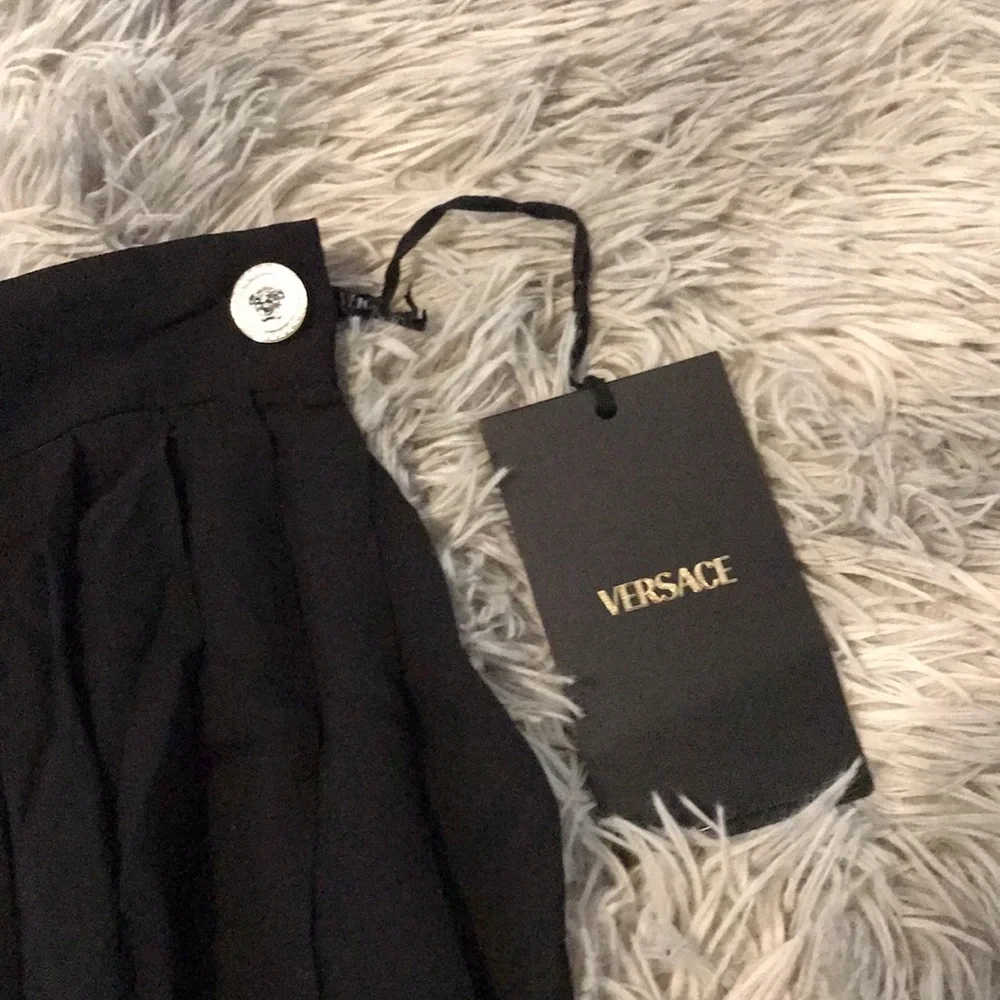 New Authentic Versace Pleated Silk Georgette Skirt in Black